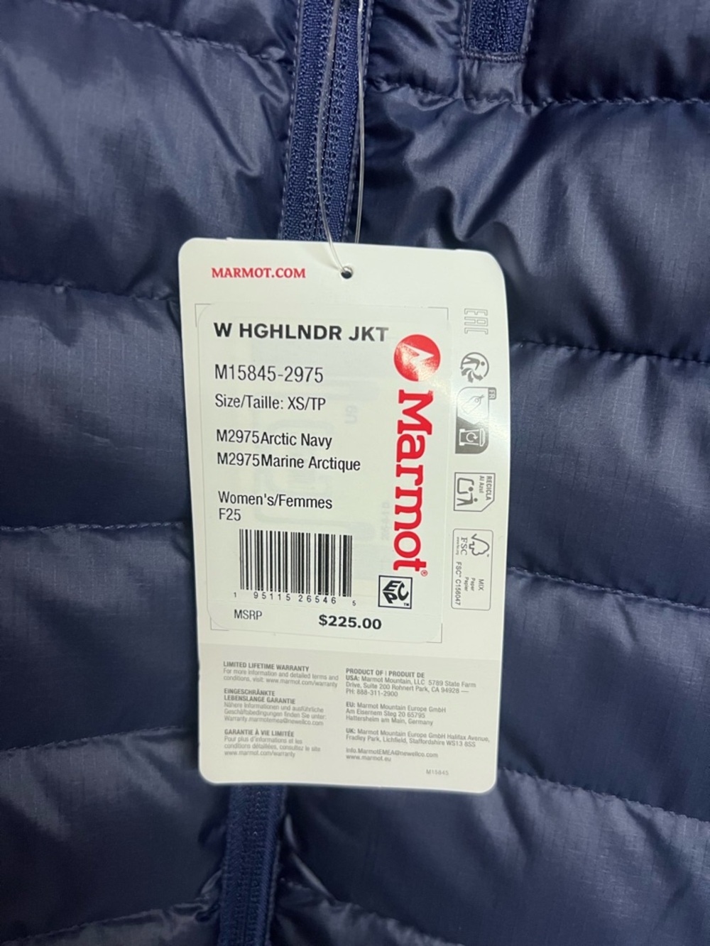 NWT Marmot Dark Blue Highlander 700 Duck Down Jacket‎ XS - Picture 6 of 8